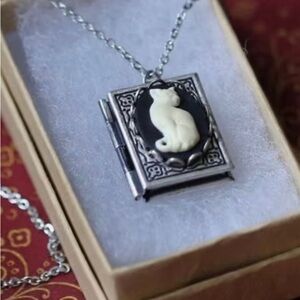Cat Cameo Locket Necklace